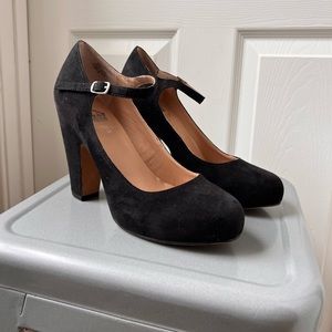 Black Suede Mary Jane Platforms